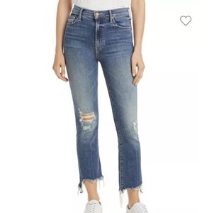 Mother The Insider High Waist Crop Step Chew Hem Jeans (Dancing on Coals)